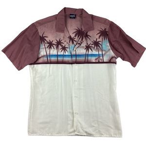 Desica Shirt Men’s Medium Short Sleeve Hawaiian Purple Palm Trees Lightweight
